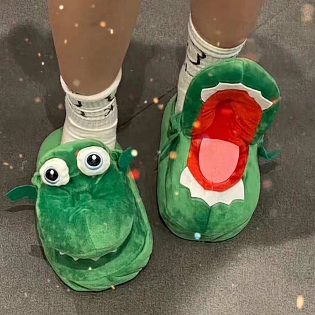 Komik Yaz Kış Sıcak Terlik Timsah Şekli Ev Kapalı Terlikleri