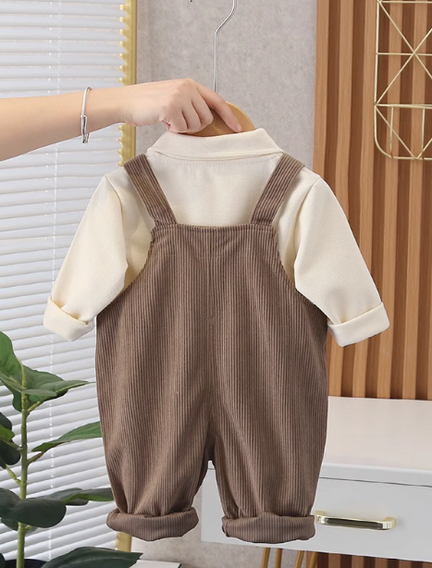 Önden Cepli Unisex Kahverengi Çocuk Tulum ve Sweet 1-5 Yaş