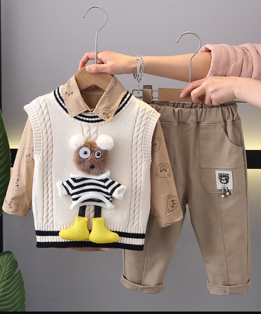Peluşlu 1-5 Yaş Çocuk Takım 3 Parça Set