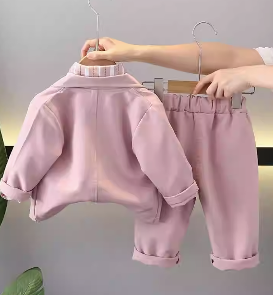 Pembe Renk Alt Üst Kız Çocuk Takım 1-5 Yaş Üç Parçalı