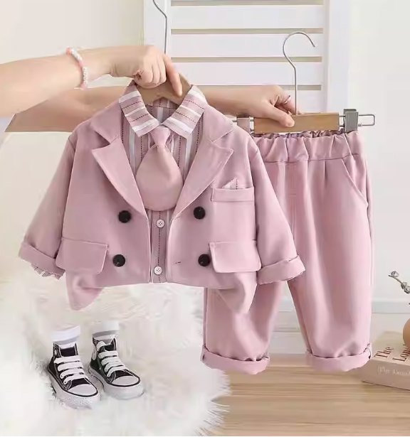 Pembe Renk Alt Üst Kız Çocuk Takım 1-5 Yaş Üç Parçalı