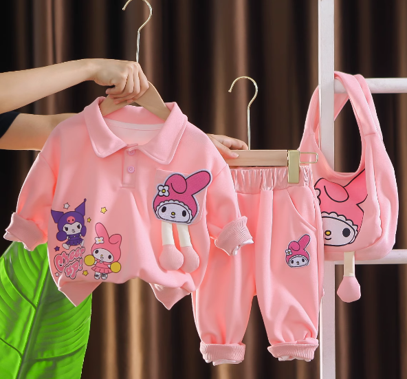 Pembe Renk Çantalı Kız Çocuk Takım 1-6 Yaş