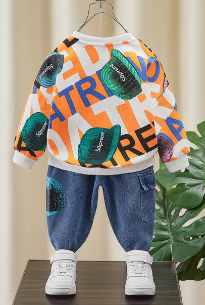 Retro Hip Hop Tarz 2 Parça Erkek Çocuk Takım 2-6 Yaş