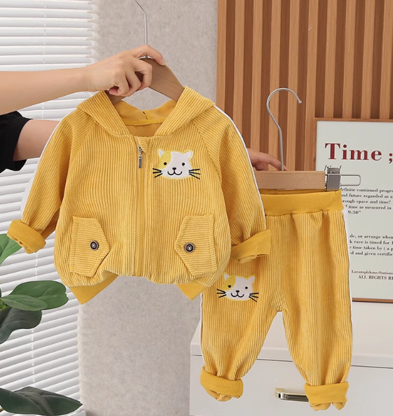 Sarı Renk Kapşonlu Kız Çocuk Takım 1-5 Yaş