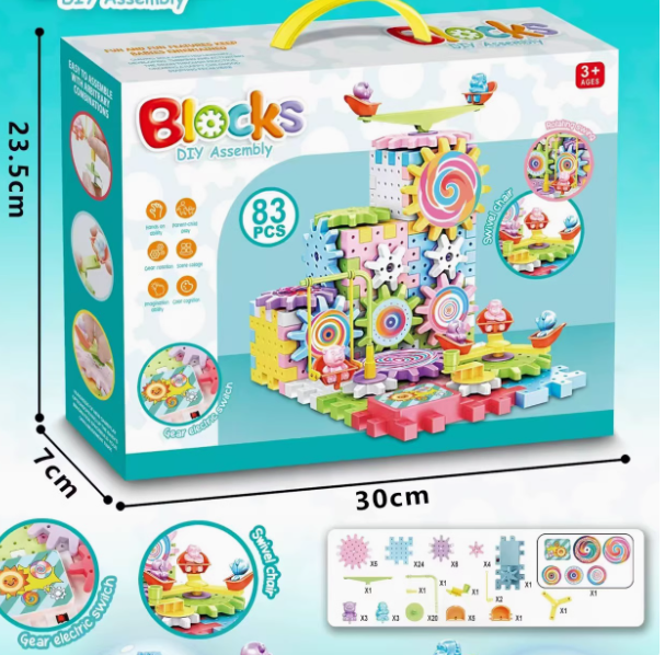 Dişli Çark Eğitici Oyuncak- Motorlu Dişli Seti-263 Parça