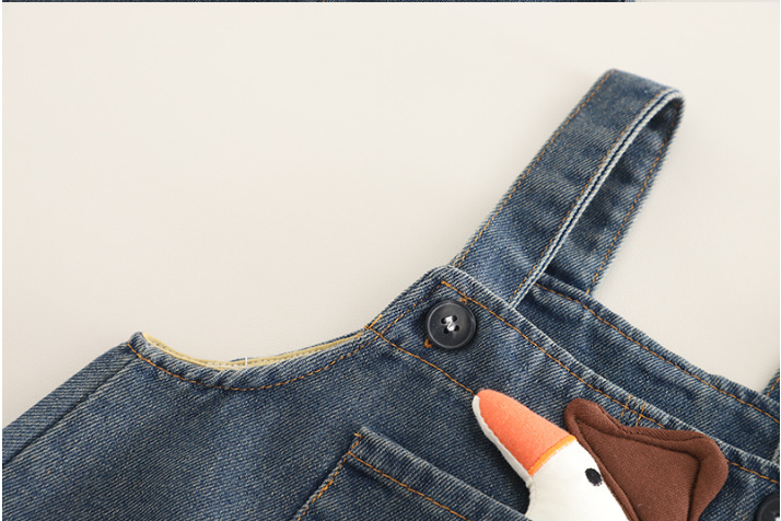 Şapkalı Ördek Cepli Kot Tulum Takımı – 1-5 Yaş (Renk Seçmeli)