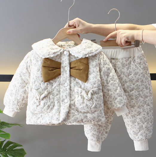 Şişme Mont ve Bej Pantolon Kız Çocuk Takım 1-5 Yaş