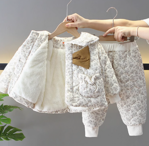 Şişme Mont ve Bej Pantolon Kız Çocuk Takım 1-5 Yaş