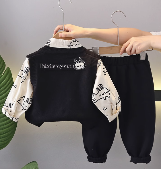 Süveter Gömlek Pantolon 3 Parça Çocuk Takım 1-5 Yaş