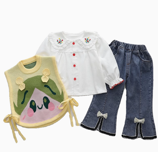 Üç Parçalı Trendy Set Kız Çocuk Takım 1-5 Yaş