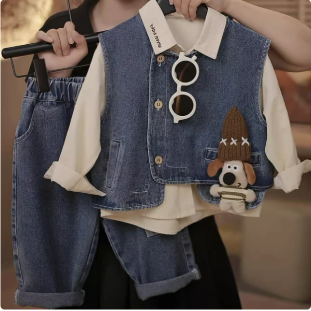 Unisex Kot Takım ve Gömlek 3 Parça Set 1-7 Yaş