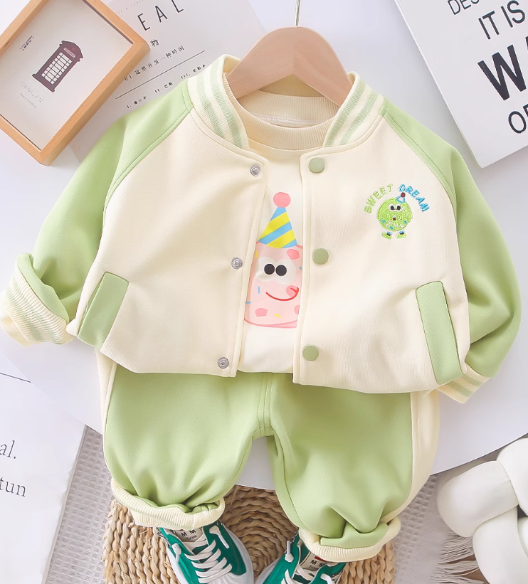 Yeşil Renk 3 Parça Kız Çocuk Takım 1-6 Yaş