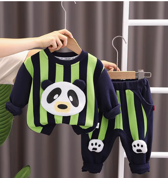 Yeşil Renk Pandalı Unisex Çocuk Takım 1-5 Yaş