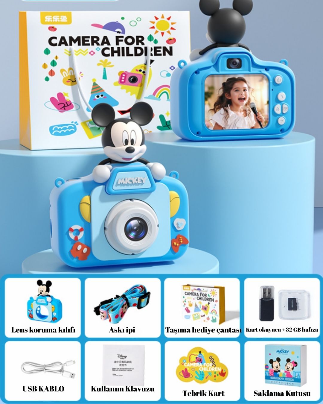 2.0 inç IPS Ekranlı 32 GB Hafızalı ve Kart Okuyuculu Çocuk Kamerası