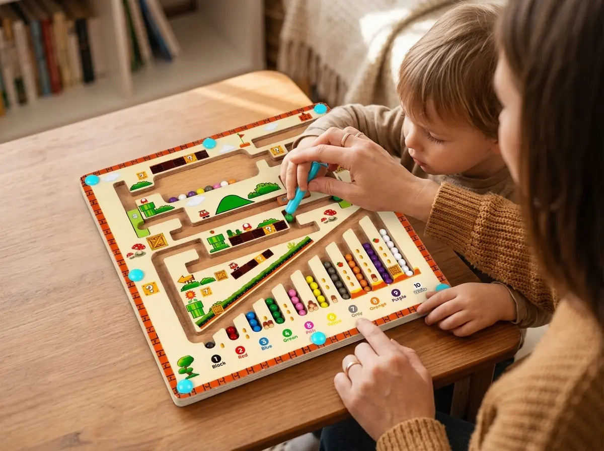 Manyetik Kalemli Ahşap Labirent Oyunu-Eğitici Montessori Aktivite Tablosu