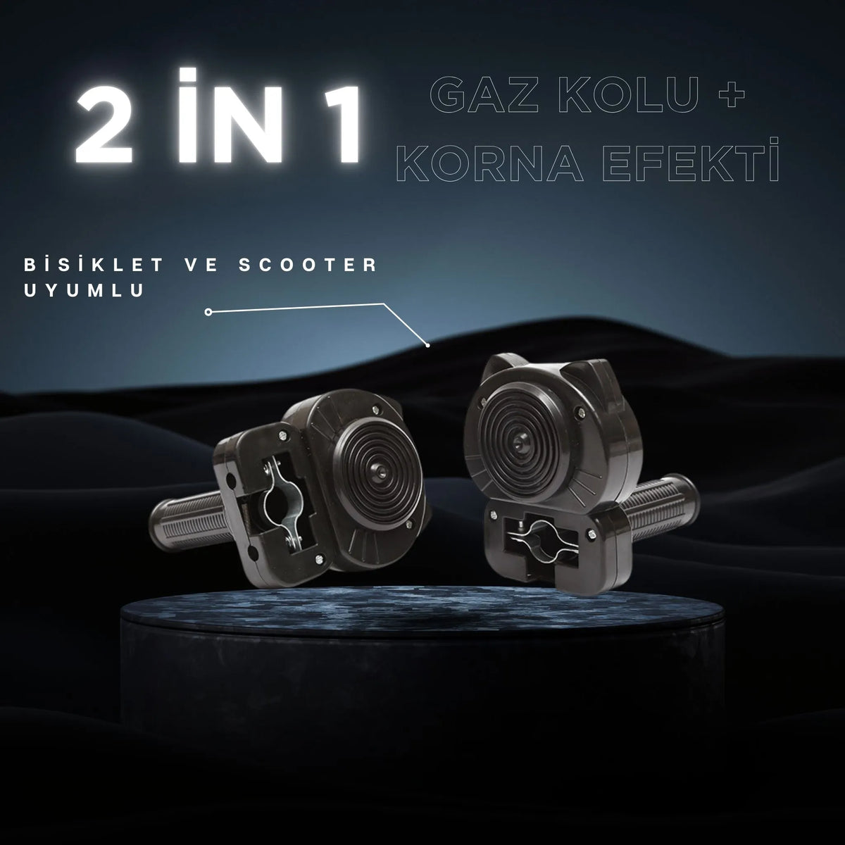 Bisiklet & Scooter İçin Motor Sesli Korna – Pilsiz Çevirmeli Gaz Kolu