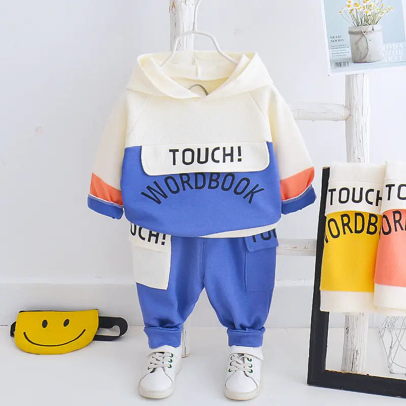 Çocuk 2'li Takım 2-3 Yaş Kapüşonlu Sweatshirt Mavi Beyaz Outlet