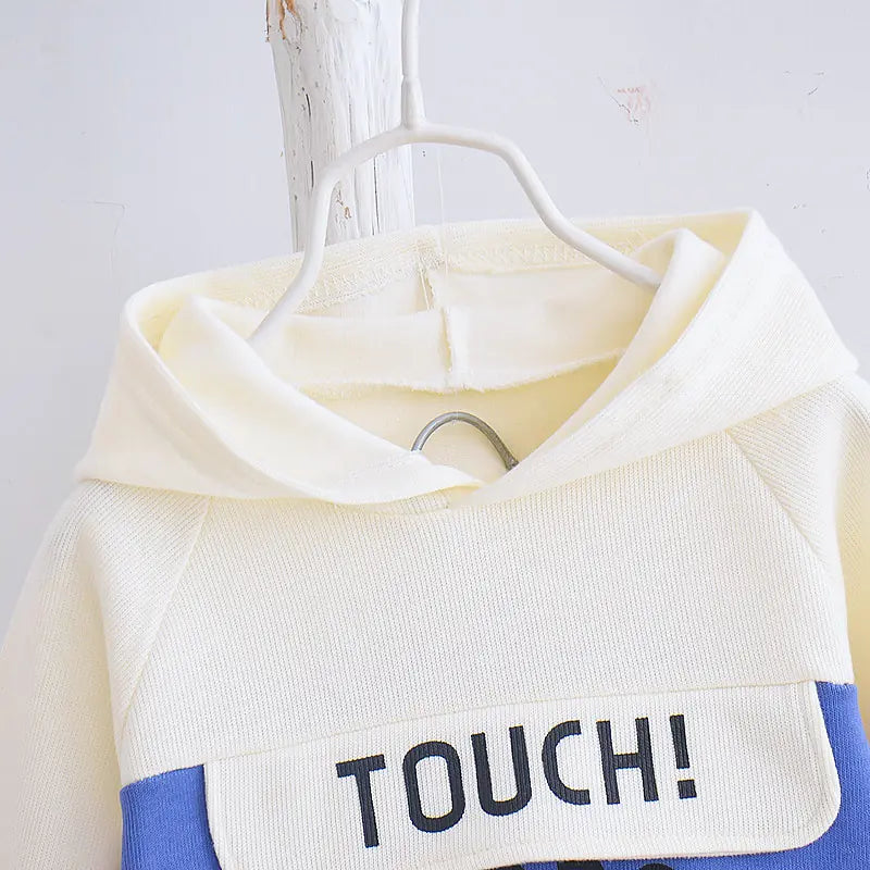 Çocuk 2'li Takım 2-3 Yaş Kapüşonlu Sweatshirt Mavi Beyaz Outlet
