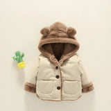 Çocuk Mont 4-5 Yaş Ayı Kulaklı Peluş Kapüşonlu Bej Unisex Outlet