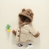 Çocuk Mont 4-5 Yaş Ayı Kulaklı Peluş Kapüşonlu Bej Unisex Outlet