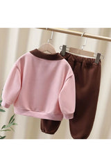 Cocumix Kız Çocuk Kahverengi Yakalı Pembe Takım 3-4 Yaş Outlet