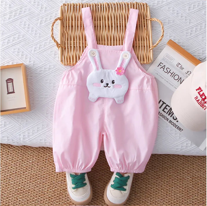 1-5 Yaş Pembe Tavşan Detaylı Tulum Takımı (2 Parça)