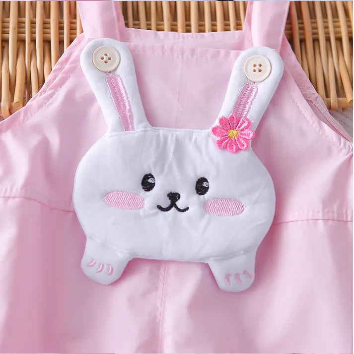 1-5 Yaş Pembe Tavşan Detaylı Tulum Takımı (2 Parça)