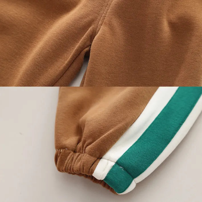 Kahverengi-Yeşil Çizgili Erkek Çocuk Eşofman Takımı 1-5 Yaş