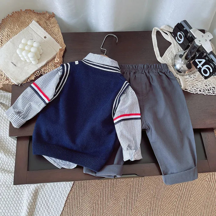 1-5 Yaş 3 Parça Erkek Çocuk Takımı (Fil Desenli Yelek)