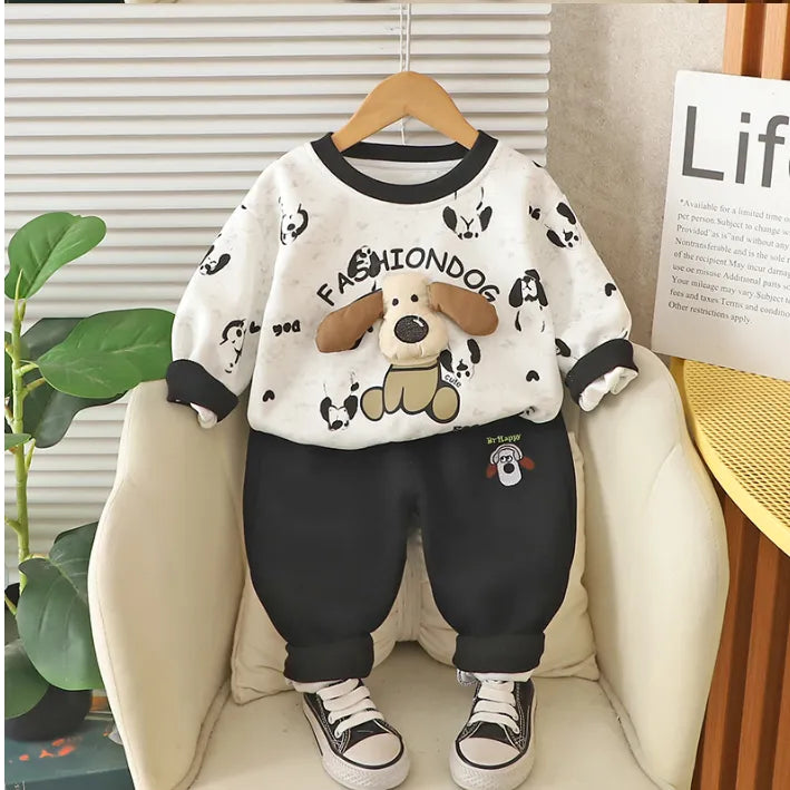 1-5 Yaş Köpek Desenli 2 Parça Çocuk Takımı – 2 Renk Seçenekli