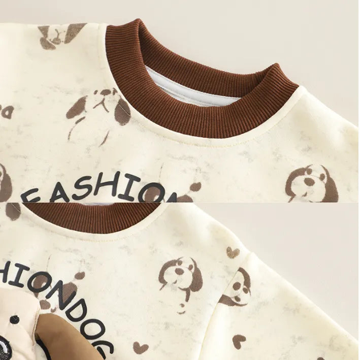 1-5 Yaş Köpek Desenli 2 Parça Çocuk Takımı – 2 Renk Seçenekli