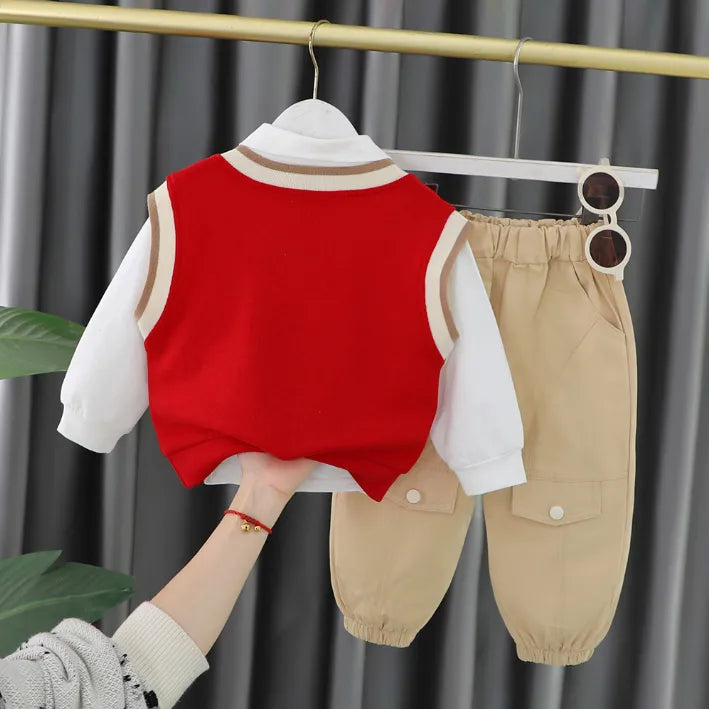 Unisex Çocuk Takım– 1-5 Yaş 3 Parça Ayıcık Desenli Takım – 3 Farklı Renk