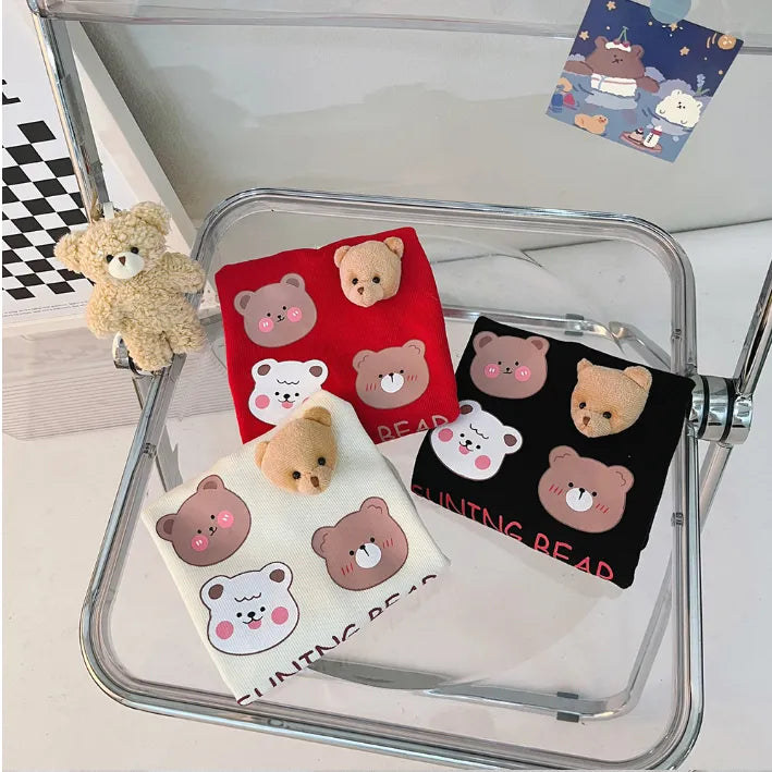 Unisex Çocuk Takım– 1-5 Yaş 3 Parça Ayıcık Desenli Takım – 3 Farklı Renk