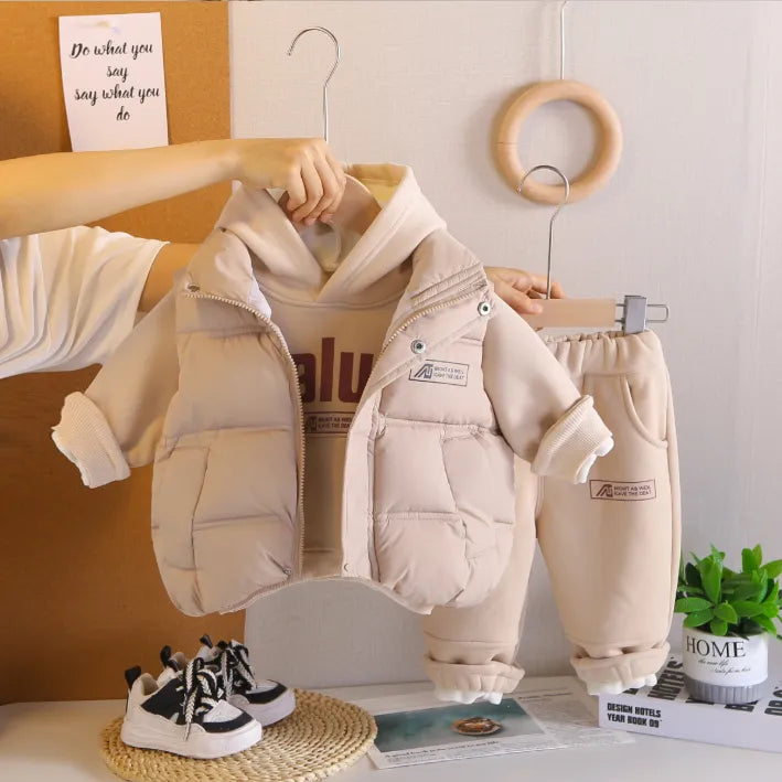 1-5 Yaş 3 Parça Erkek Çocuk Montlu Kışlık Takım – Renk Seçenekli