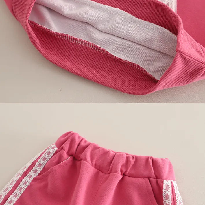 Dantelli Fiyonk Detaylı 2’li Kız Çocuk Takımı – 3 Renk Seçenekli