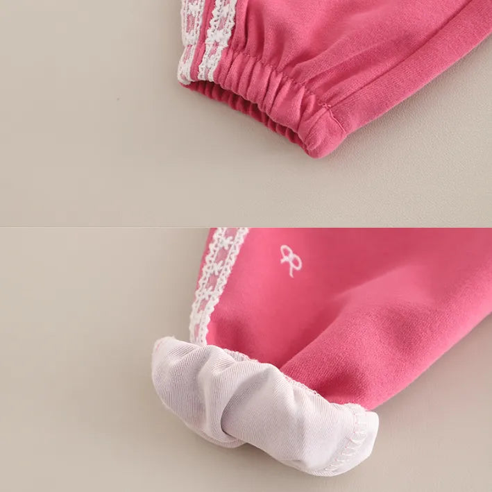 Dantelli Fiyonk Detaylı 2’li Kız Çocuk Takımı – 3 Renk Seçenekli