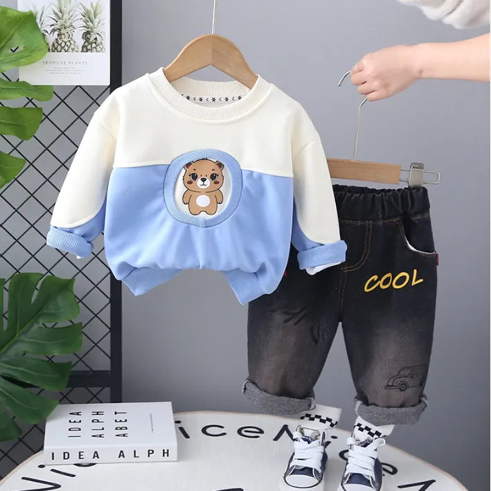 1-5 Yaş Erkek Çocuk Peluş Ayıcık Desenli 2’li Takım