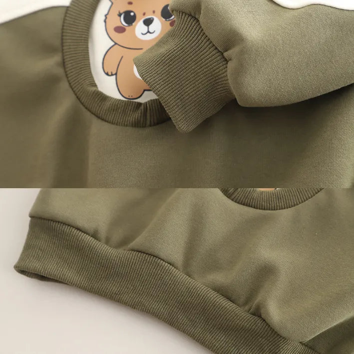 1-5 Yaş Erkek Çocuk Peluş Ayıcık Desenli 2’li Takım