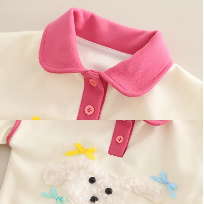 1-5 Yaş Kız Çocuk Kuzu Desenli 2 Parça Takım (3 Farklı Renk)