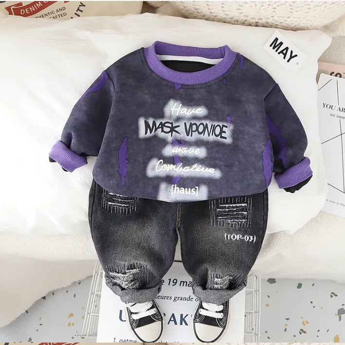 1-6 Yaş Çocuk Sweat ve Jean Pantolon 2’li Takım (3 Renk Seçenekli)