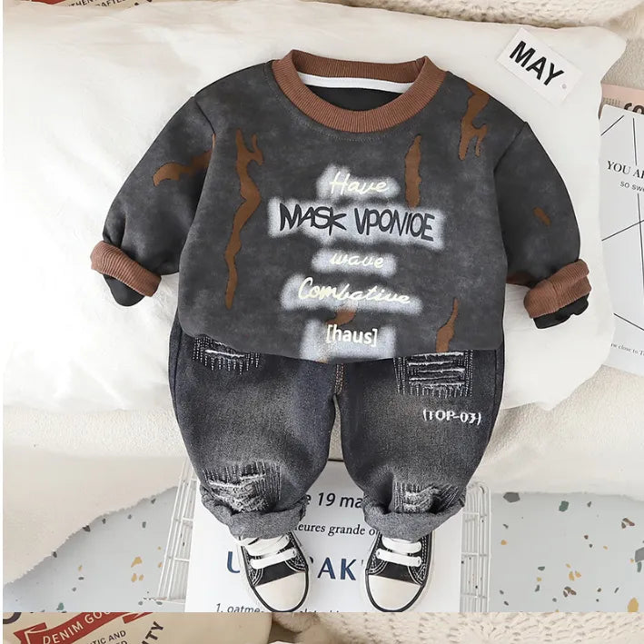 1-6 Yaş Çocuk Sweat ve Jean Pantolon 2’li Takım (3 Renk Seçenekli)