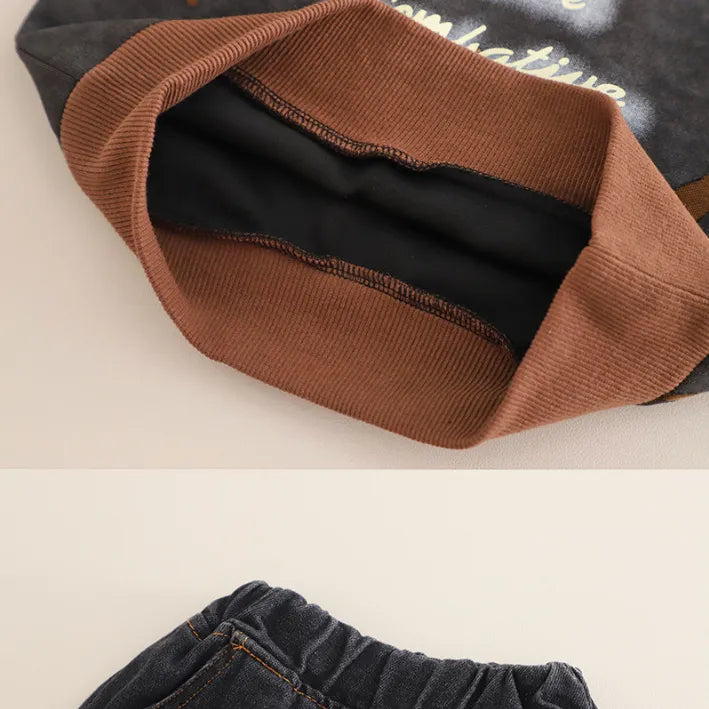 1-6 Yaş Çocuk Sweat ve Jean Pantolon 2’li Takım (3 Renk Seçenekli)