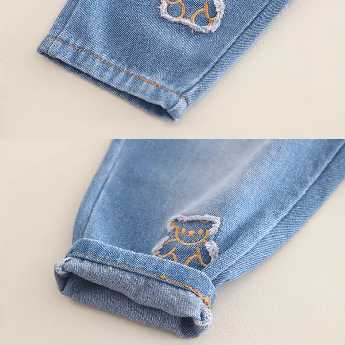 1-5 Yaş Peluş Detaylı Sweat & Jean Çocuk Takımı (3 Renk Seçenekli)