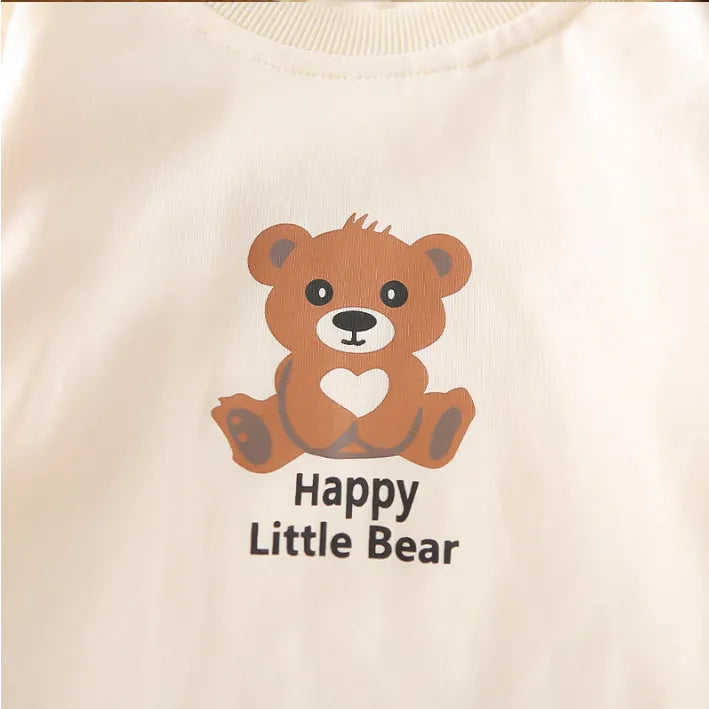 1-5 Yaş 3 Parça Ayıcık Desenli Gömlek ve Pantolon Takımı