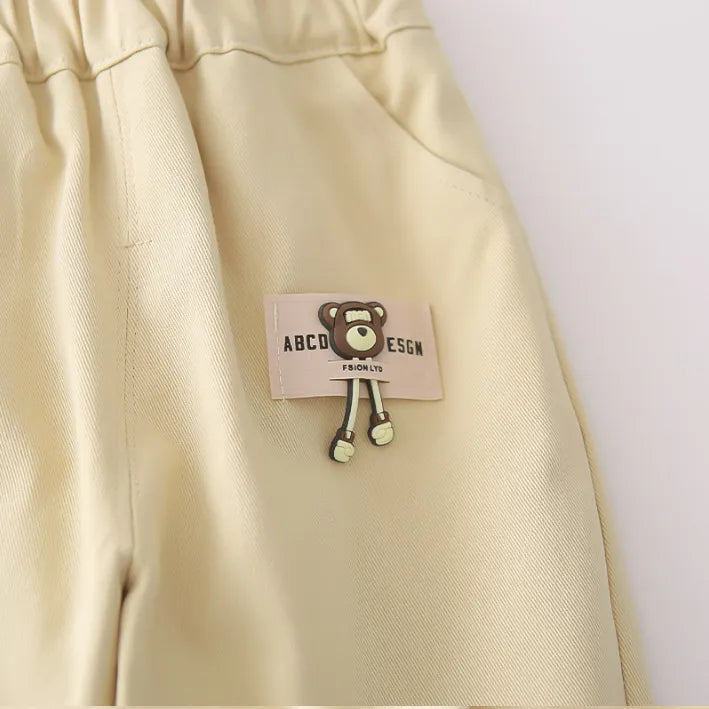 1-5 Yaş 3 Parça Ayıcık Desenli Gömlek ve Pantolon Takımı