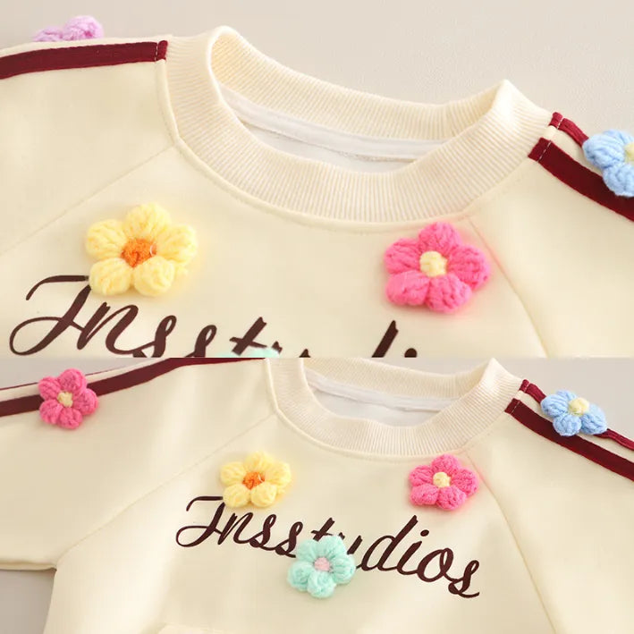 1-5 Yaş Kız Çocuk Çiçekli Takım – 3 Renk Seçenekli