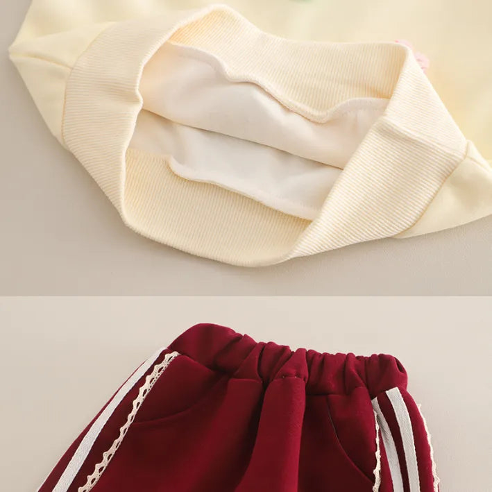 1-5 Yaş Kız Çocuk Çiçekli Takım – 3 Renk Seçenekli