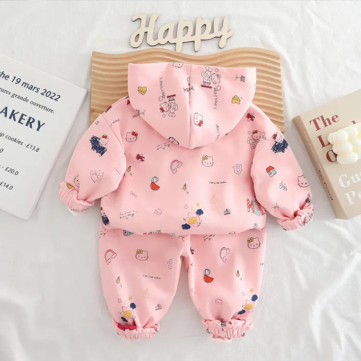 1-5 Yaş Kız Çocuk 3’lü Kapüşonlu Takım