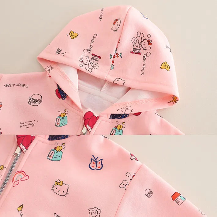 1-5 Yaş Kız Çocuk 3’lü Kapüşonlu Takım