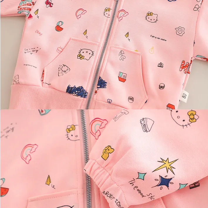 1-5 Yaş Kız Çocuk 3’lü Kapüşonlu Takım